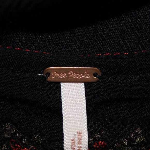 Free People Dress Sz M Black Rust Multicolor Embroidered 100% Rayon Dress - Picture 10 of 16